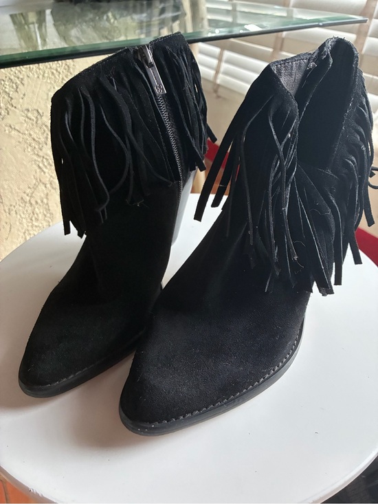 Jessica Simpson Shoes - Black Fringe Suede Ankle Boots - Women's Fashion Boots